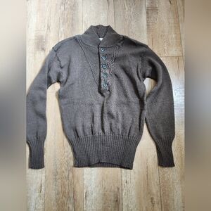 Vintage 80s Men’s M Army Military 100% Wool  Sweater Jack Young Olive Green